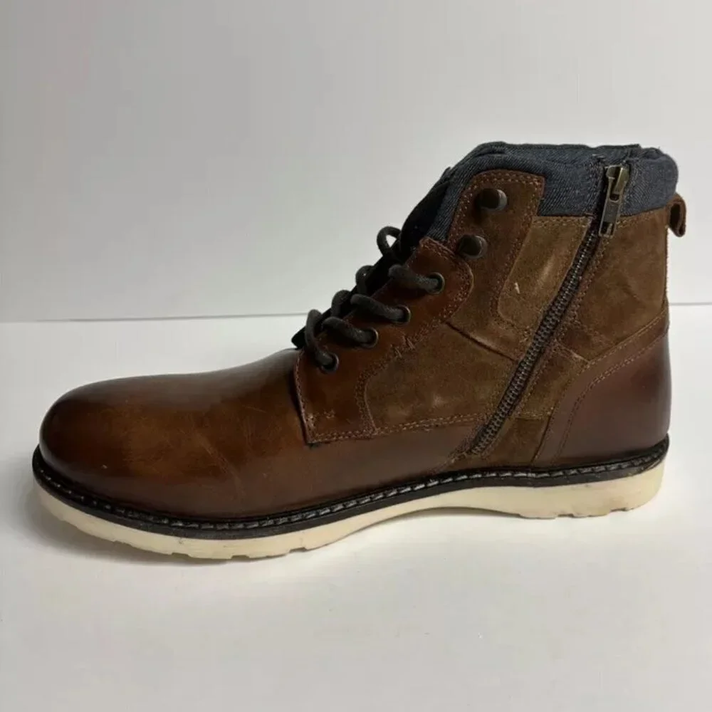 Crown Vintage Men’s Signy Cognac Brown Lace-Up Boots, Size 11.5 M